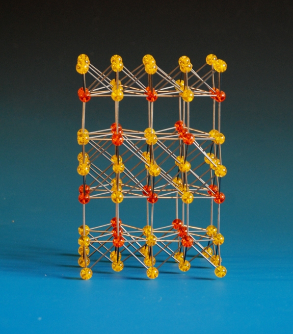 A crystal structure model of a copper antimony alloy