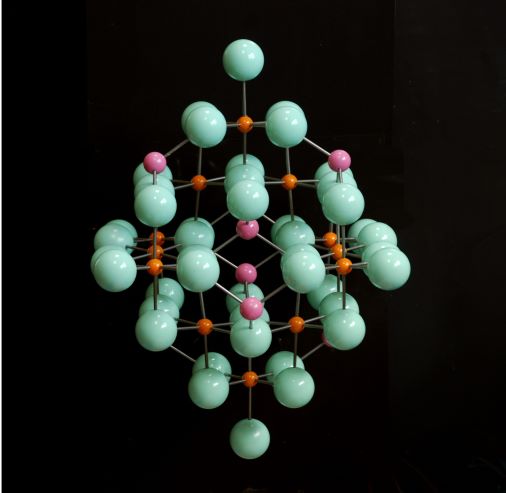 Large model of the spinel structure bespoke (RAL) colours with various ball sizes.